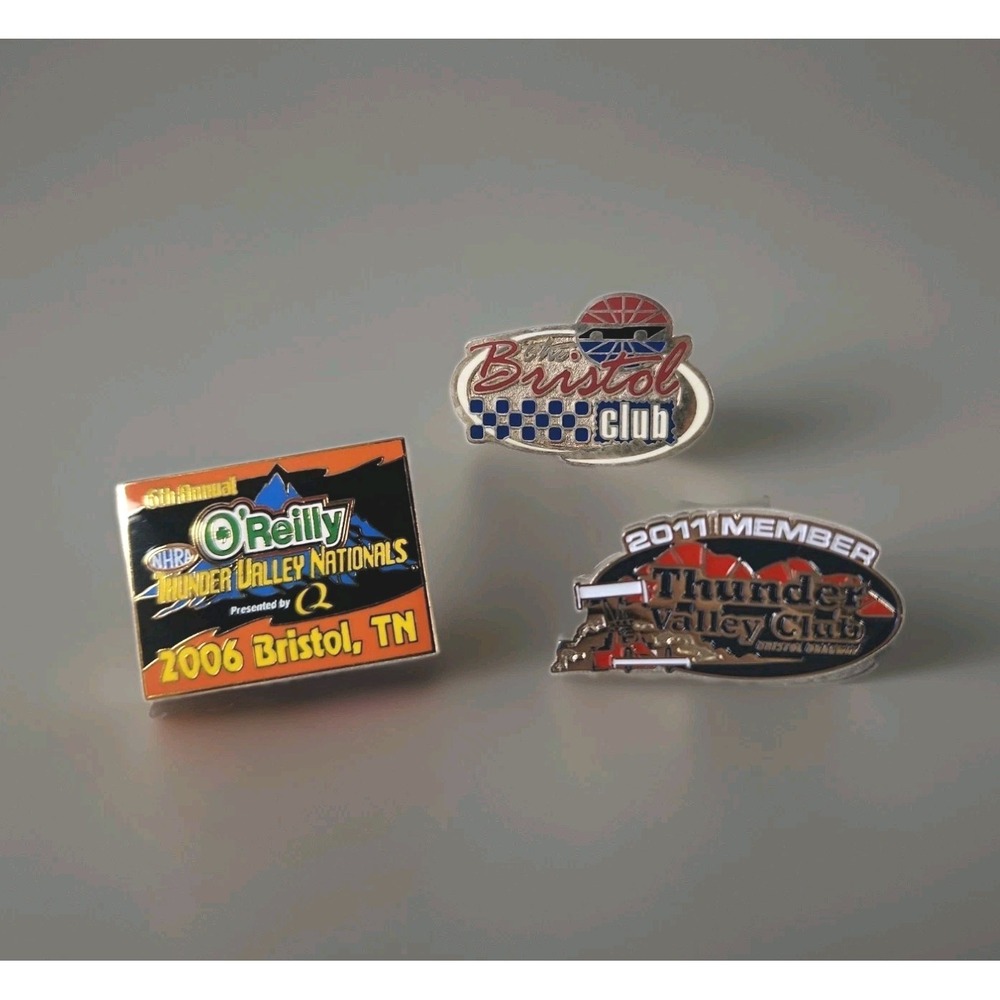 Vintage Bristol Motor Speedway NHRA Drag Racing Lapel Hat Pin Lot 3pc 2006 2011